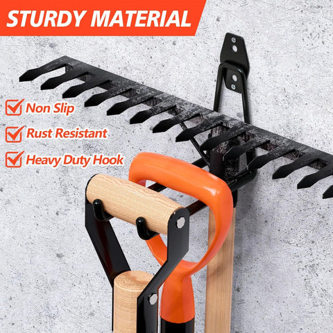 20 Pack Heavy Duty Garage Hooks Solid Steel Wall Mount Hangers With Anti Slip Coating for hanging garden tools and rake