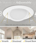4 Inch Gimbal LED Recessed Light Canless Eyeball LED Fixture With 5 CCT Selectable 2700K 3000K 3500K 4000K 5000K Dimmable