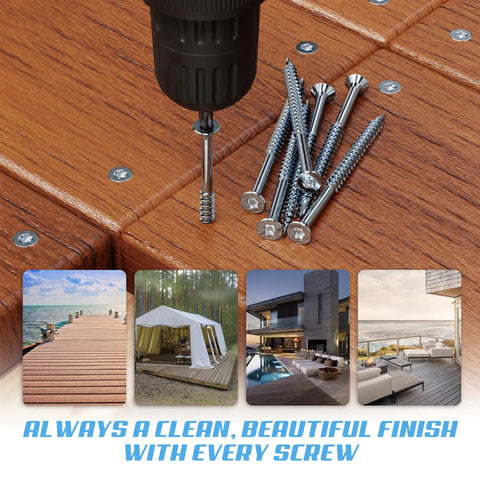 12 X 4 Inch Type 305 Stainless Deck Screws Flat Head Torx T25 Drive Rust Resistant For Outdoor Decking With Drill
