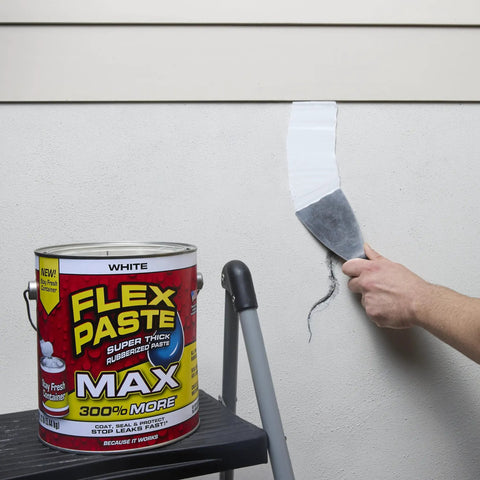 Person applying Waterproof Paintable Putty Sealant That Fills Gaps And Cracks In Walls Drywall Concrete EPDM Roofs And RVs