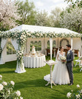 Heavy Duty Outdoor Party Tent 10x30 Gazebo With Removable Sidewalls Waterproof Shade Shelter for Weddings, in a garden setting.