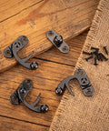 Vintage Black Zinc Alloy Hasp And Staple Latch Set 4 Pcs Antique Retro Swing Arm Padlock Hook For Cabinet Jewelry Box Wood Door Securing Shiny Matte Finish Home Decor Upgrade, 4-piece set with screws