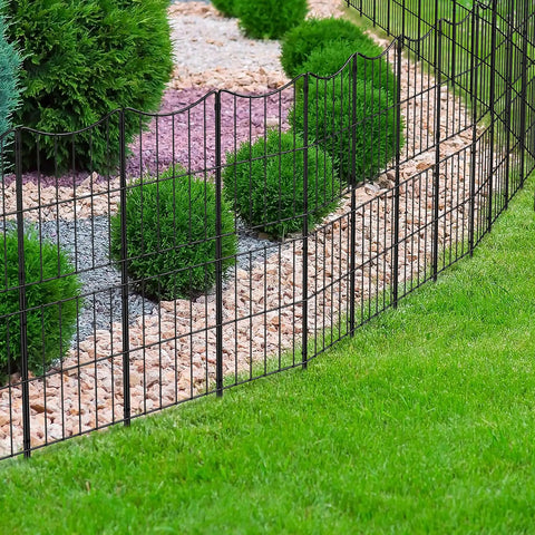 Decorative Garden Fence Panel Set 10 Pack 37.5 Inch High By 10 Feet Long Arc Rustproof Metal Wire Border installed in garden