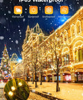 Solar Powered Outdoor String Lights 40 Ft 100 LED With 8 Lighting Modes IP65 Waterproof Warm White for building decor