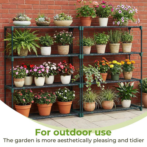 Four Tier Extra Wide Plant Greenhouse Shelves Set For Outdoor Gardens Portable Rustproof Metal Plant Stand Rack 35 By 12 By 42 Inch Space Saving Garden Shelving For Plants Seed Trays And Tools Heavy Duty