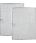 Two Pack Range Hood Filter Replacement for 99010299 Compatible Hoods Fits Allure WS1 QS2 and 30 Inch Models Aluminum Mesh Replacement Filter for Broan NuTone Hoods Easy Fit and Clean, showing two aluminum mesh filters with pull tabs.