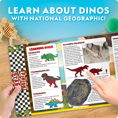 Child using a learning guide from Dinosaur Egg Activity Kit With Fifteen Plus Dino Crafts Paint And Race Pull Back Cars Clay Dino Models Dig Brick Stickers And Learning Guide For Boys And Girls.