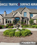 Heavy Duty Low Gloss Wet Look Concrete Sealer One Gallon enhances paver tone on a beautifully landscaped driveway.