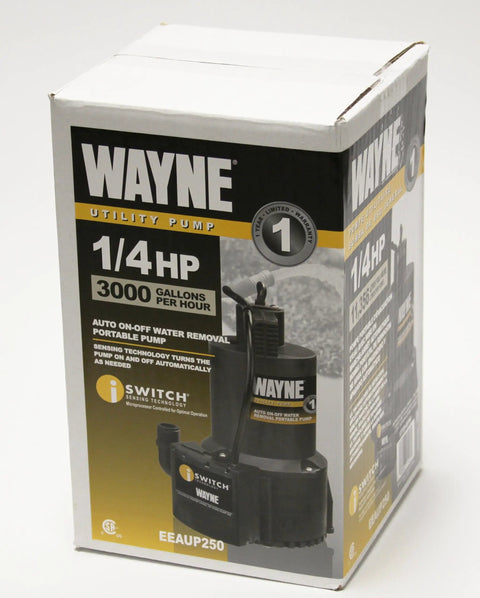 Boxed iSwitch Auto On-Off Submersible Pump, 0.25 HP, Reinforced Thermoplastic, Black designed for water removal