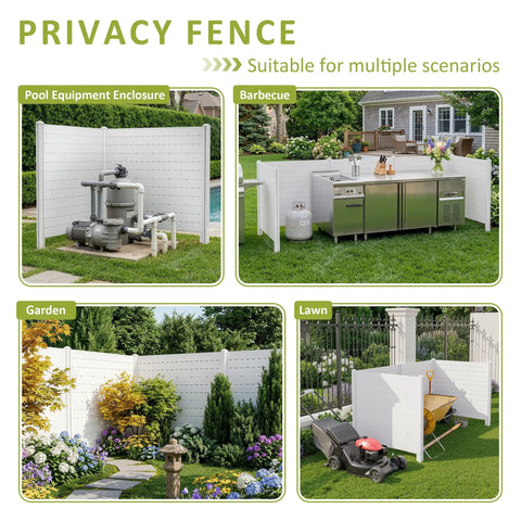 Lightweight PVC Privacy Fence Panels Set 48W By 45.4H Inches, 2 Panels With Nail And Hammer enclosing outdoor equipment