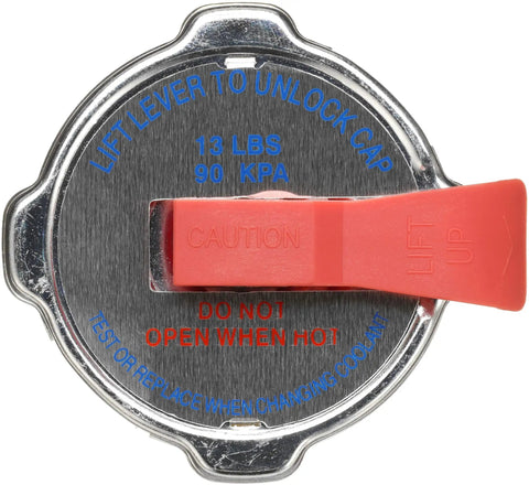 Top view of Safety Release Radiator Cap With Lever For Precise Pressure Control No Fuss Works With Or Without Coolant Recovery Systems
