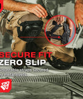 Heavy Duty Gel Knee Pads For Work with soft foam cushion and thick gel, adjustable straps, and reinforced rivets in use