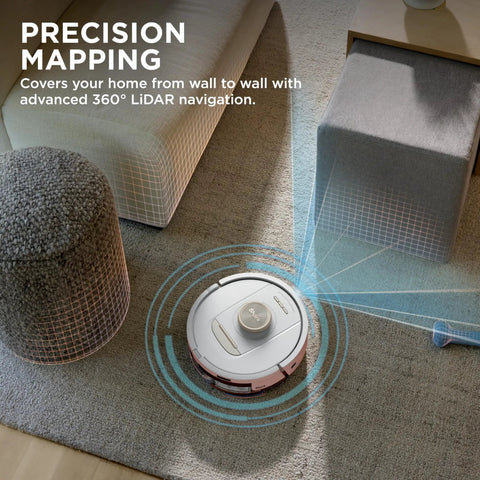 Stratos 2 In 1 Robot Vacuum And Mop With 25 Plus Dope Hands Free Features And NeverTouch Self Cleaning Base on carpet with mapping.