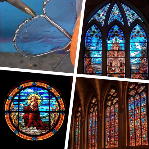 Stained Glass Solder Wire 60/40 No Flux Core for Copper Foil Tiffany Lamps and Glass Repairs, artwork examples