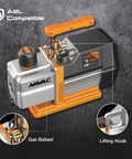 Navac NP7DP2 HVAC vacuum pump with orange handle, dual-stage, 7 CFM, 15 microns, A2L compatible.