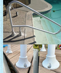 Surface Mount Base Anchor Flange For 1.9 Inch Pool Rail And Handrail Ladder To Concrete Or Wood Deck Ivory White installation