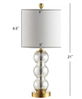 Mercury Glass And Brass Table Lamp With White Linen Shade For Bedroom And Living Room, Modern Stacked Sphere Bedside Lamp, LED Bulb Included, Energy Saving Light Fixture With Sleek Contemporary Look