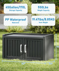 Two Tier Storage Bench Cabinet For Shoes Waterproof UV Resistant Outdoor Shoe Organizer With Two Doors And Adjustable Shelves Perfect For Indoor Outdoor Entryway Hallway And Living Room Black in a garden setting