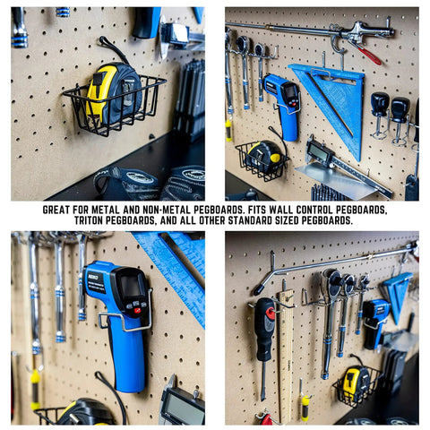 100 Piece Metal Pegboard Hooks And Accessories Set For One Eighth And One Quarter Inch Peg Boards in garage workshop setup