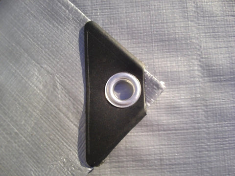 Heavy Duty Reversible Tarp 16 by 20 in Silver Brown, 10 Mil Polyethylene corner with grommet and reinforced hem detail