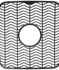 Small Sink Protector Mat With Black Wave Design For Kitchen Sinks, Thick And Flexible, Non Slip, center drain cutout visible
