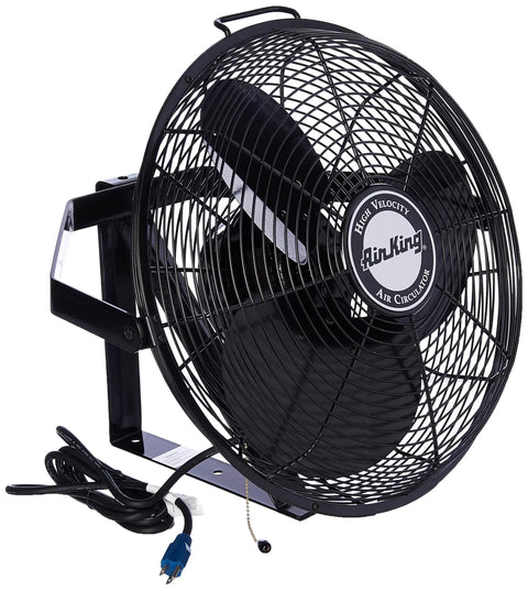 18 Inch Industrial Wall Mount Fan With Pivoting Head For Directional Airflow One Sixth Horsepower Powder Coated Steel Black Great For Garage Or Workshop