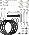 4 Pack 10ft Sun Shade Sail Hardware Kit With 304 Stainless Steel Cable Nylon Coated Ropes Turnbuckles Grommets Hooks Clips
