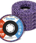 Heavy Duty Six Pack Stripping Discs For Angle Grinder, 4.5 inch, purple abrasive pads for stripping paint and rust.