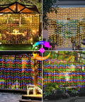 Two Color Changing Curtain Lights 600 LED 20ft By 10ft Waterproof for Outdoor Garden Decor Warm White and Multicolor