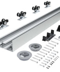Go To 6 Ft Bypass Closet Door Track Kit With Top Mounted Hardware For Two Door System In Heavy Duty Aluminum Smooth And Quiet Operation Fits Minimum Door Panel Width Of 36.5 Inches Silver Finish.