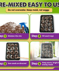 Steps for using Ready To Use Seed Starting Soil Mix With Coco Coir, Perlite, Vermiculite, And Worm Castings, 8 Dry Quarts, Peat Free