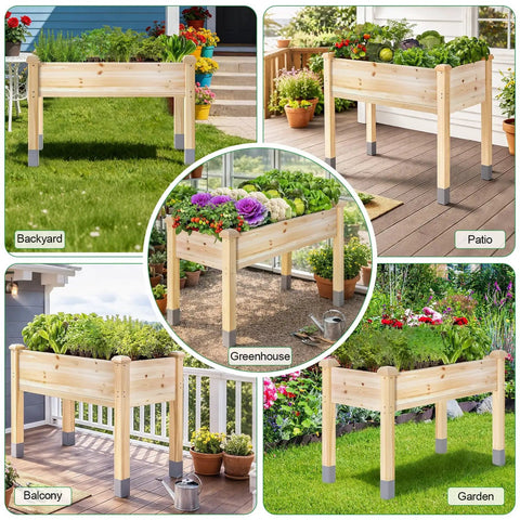 Heavy Duty Raised Garden Bed On Legs 331 lb capacity 48 by 24 by 31 inches large planter box for vegetables flowers and herbs fir wood