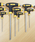 Two Drive Ends Torx Star Key Wrench Set With Stand Rack, 10 Piece Drop Forged CRV Steel Satin Finish, L Shaped Soft Grip