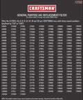 Image showing model numbers compatible with Craftsman General Purpose Vac Replacement Filter