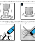 Cloth Filter Set For 4 To 16 Gallon Wet Dry Vacuums VRC5 Pack Of 3 Durable Blue Cloth Filters Installation Instructions Diagram