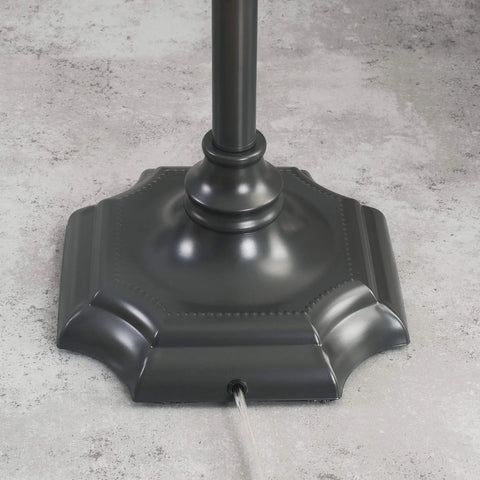 Base of Wentworth Swing Arm Floor Lamp in Burnished Bronze Finish with detailed design on a sturdy square base