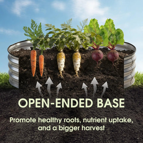 Tough Oval Galvanized Raised Garden Bed For Outdoors, Open Bottom Metal Planter Box Ideal For Vegetables, Flowers, And Herbs