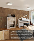 Big League Acoustic Wall Panels Providing Legit Sound Absorption And Straight Up Echo Control For Home Studios Or Listening Rooms Constructed From Heavy Duty Groove Patterned Polyester Fiber in a stylish room with piano and shelf.