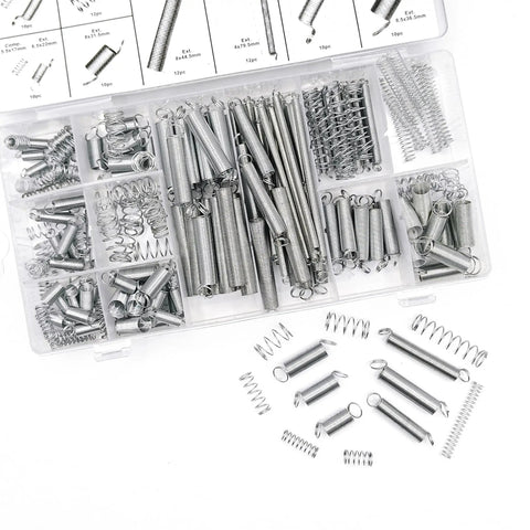 Massive 200 Piece Zinc Plated Spring Assortment Kit Packed With Tiny Tension And Compression Springs In 20 Diverse Sizes For Serious Home Repairs, DIY Projects And Mechanical Fixes Galvanized Steel Quality in clear organizer case