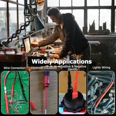 Man using Waterproof Heat Shrink Tubing Kit With 270 Pieces for various automotive and DIY electrical applications.