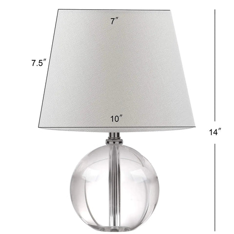 14 Inch Modern Glam Crystal Table Lamp With Clear Crystal Accents featuring round base and fabric shade for bedroom use