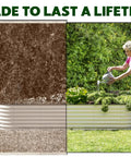 Nine In One Galvanized Steel Raised Garden Bed Eight By Two By One And A Half Foot Modular Planter for gardening