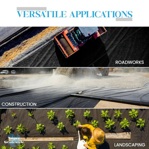 Heavy Duty Geotextile Fabric For Driveway Stabilization And Rock Solid Road Base Reinforcement Woven Polypropylene in roadworks, construction, and landscaping.