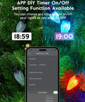 App interface for Smart RGB C9 LED Christmas Lights 66ft Music Sync With App Control Color Changing String Lights.