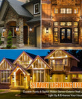 Houses illuminated by Motion Sensor Outdoor Wall Light With Dusk To Dawn Photocell, Oil Rubbed Bronze Exterior Sconce And Water Rippled Glass Lantern
