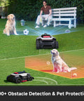 All Terrain Wire Free Robot Lawn Mower With AWD Power 360 Degree LiDAR And AI Dual Vision The Lawn Beast mowing with obstacle detection