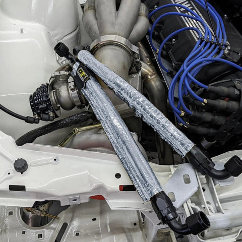 Aluminized Heat Sheath Sleeving With Half Inch Inner Diameter Three Feet Long on automotive hoses