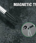 Close-up of Hella Durable 12 Piece Mini Screwdriver Set featuring rock hard magnetic tip for precision and easy screw handling.