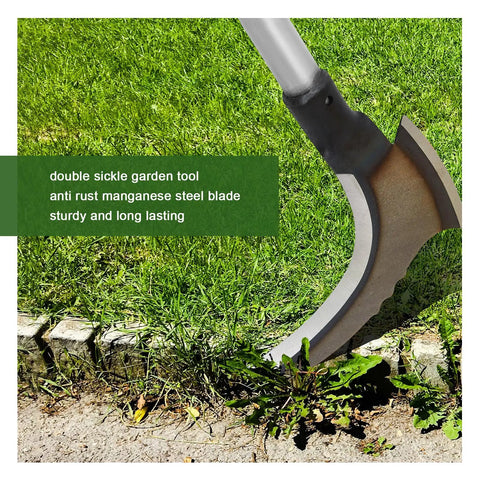 Long Reach Weed Puller Tool Set 2 Pack, 47 Inch Stand Up Metal Handle With Manganese Steel Double Scythe in garden use