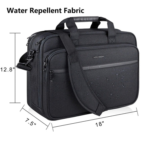 Expandable Water Repellent Laptop Briefcase For 17.3 Inch Laptop With RFID Pockets And Padded Compartments Travel Ready